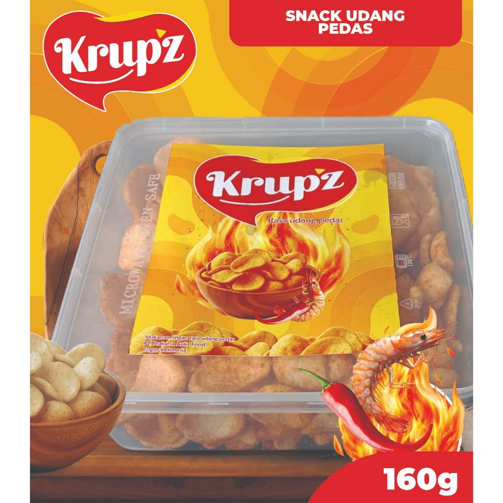 

Snack Rasa Udang Pedas Laut 160g - Krupz