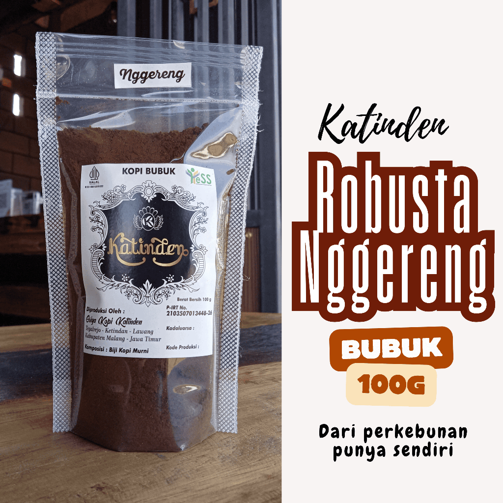 

Katinden Kopi Bubuk Robusta Reguler Nggereng 100g