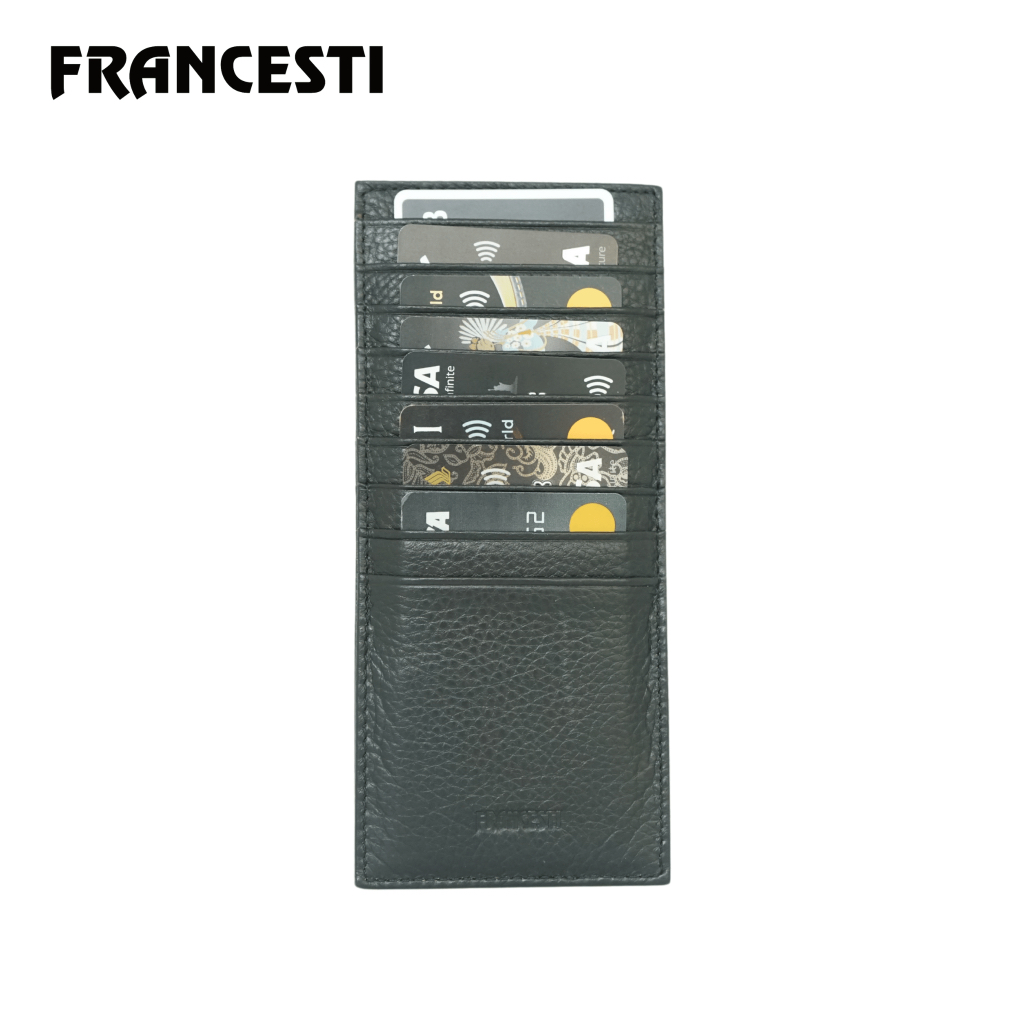 Francesti Dompet Genuine Leather 9 Slot Kartu Genuine Leather 555 Black