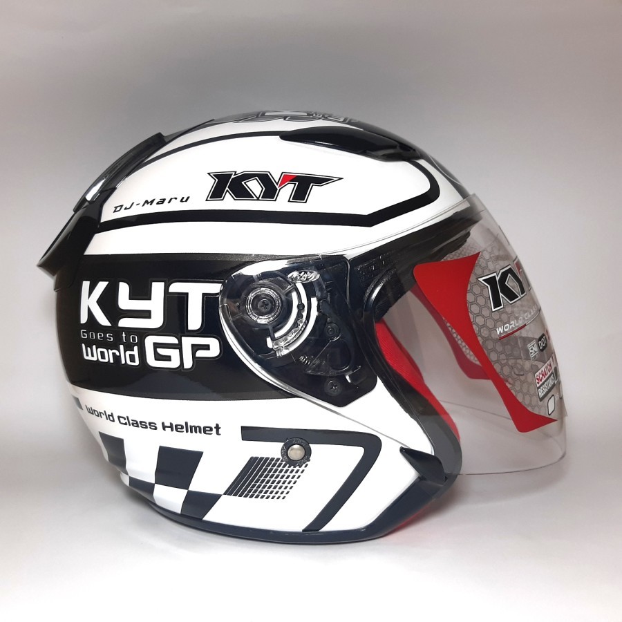 Helm KYT Half Face DJ Maru SE Motif SERI #11 WHITE Gunmetal World GP