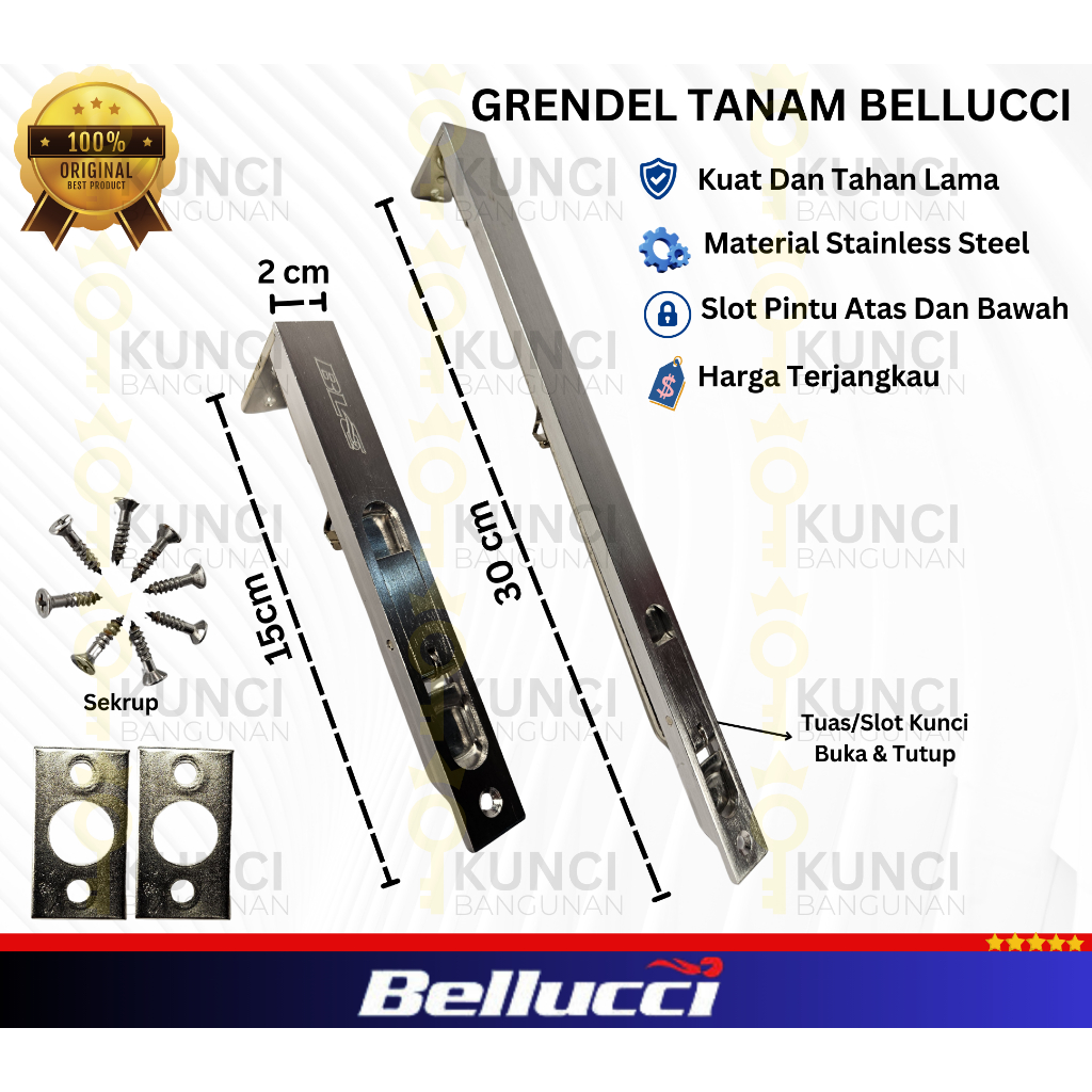 Grendel Tanam / Gerendel Tanam / Slot Pintu / Selot Pintu / Grendel Pintu Bellucci