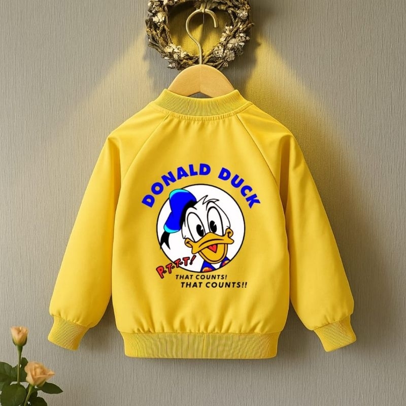 JAKET ANAK GAMBAR DONAL DUCK, JAKET ANAK KEREN, JAKET BOMBER WATERPROOF, JAKET ANAK LAKI LAKI BISA C
