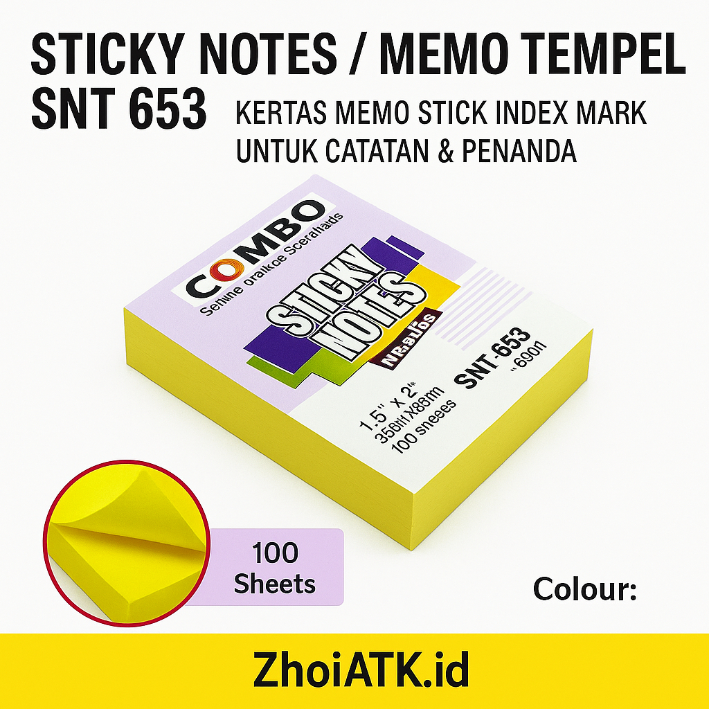 

STICKY NOTES / MEMO TEMPEL SNT 653 | KERTAS MEMO STICK INDEX MARK UNTUK CATATAN & PENANDA