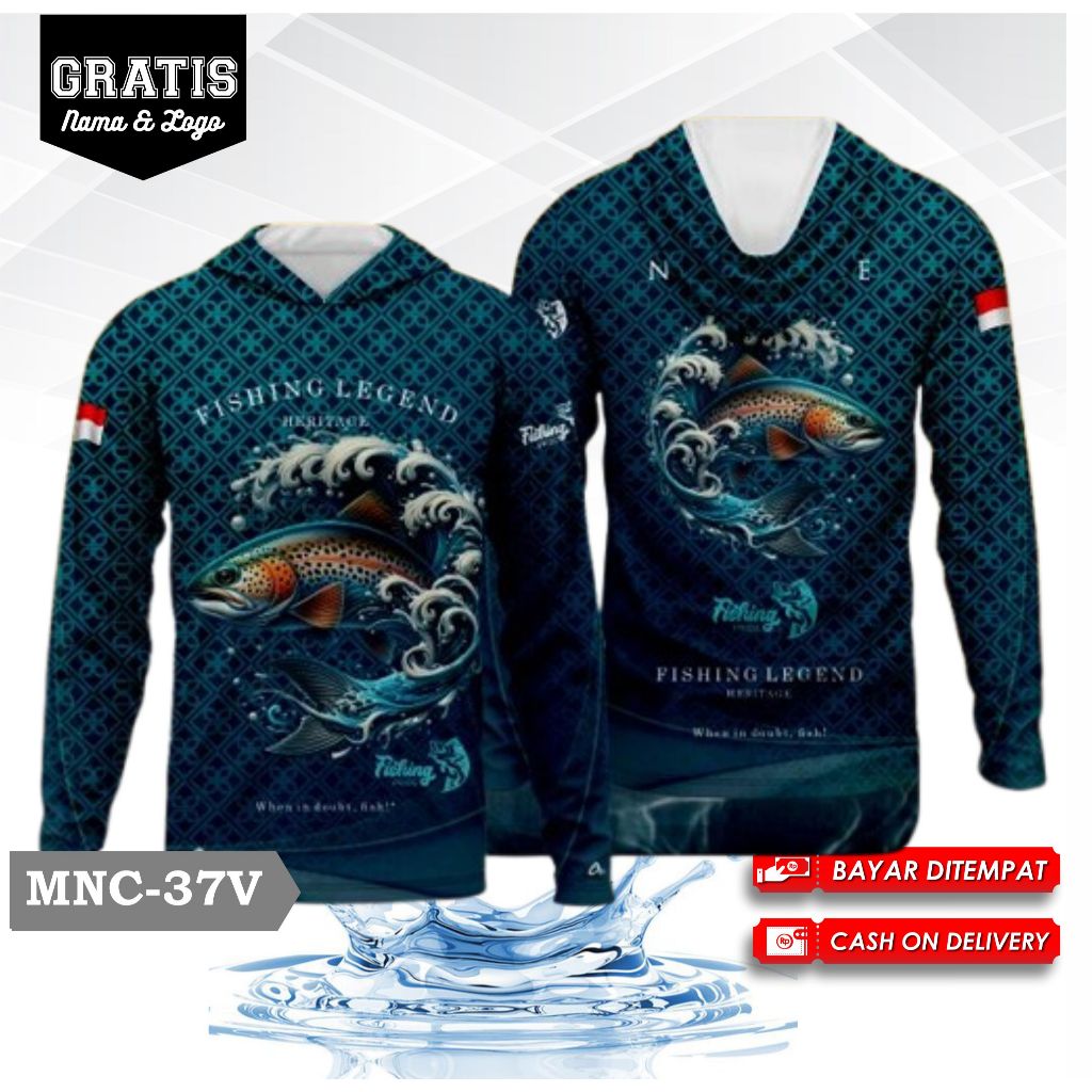 Jersey Mancing Hoodie Costum - Jersey Mancing Lengan Panjang - Baju Mancing Gratis Nama Dan Logo