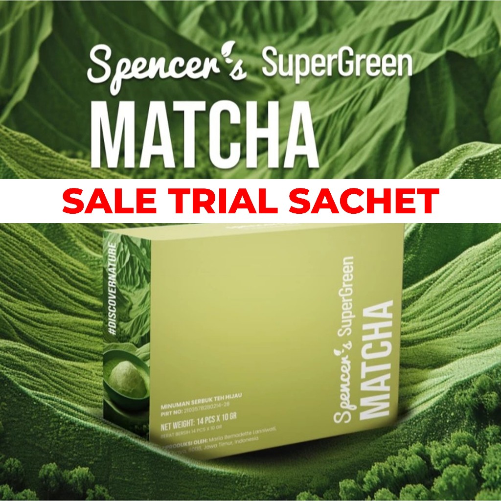 

SALE CUCI GUDANG TRIAL SACHET (Eceran) Spencer's MealBlend Supergreen Matcha Meal Replacement Solusi Langsing (100% ORIGINAL) Spencers Meal Blend Spencer Minuman Fiber Serat Pelangsing Diet Spenser Palembang