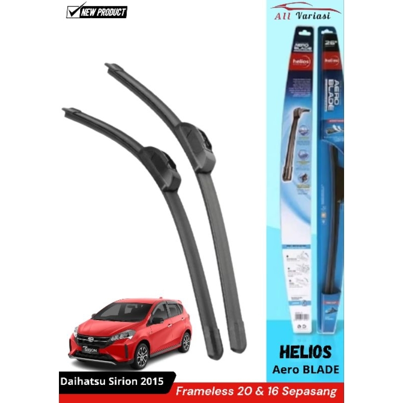 Wiper Helios Wiper Pembersih Kaca Depan Mobil Sirion 2015 Wiper frameless 20 16 Sepasang