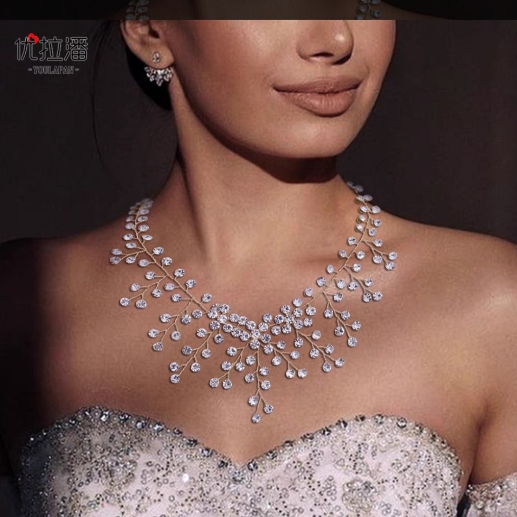 Bridal Necklace Crown Set Wedding Dress Headdress