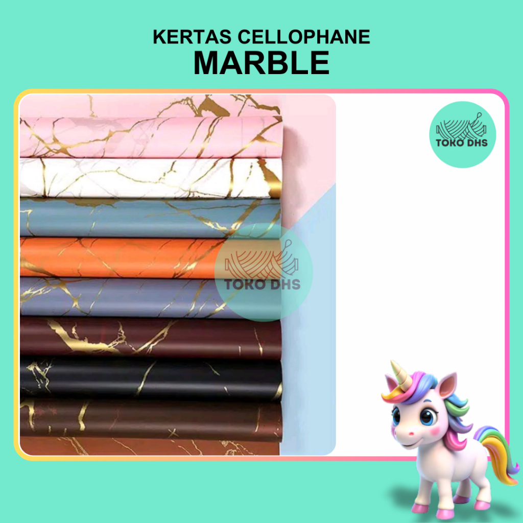 

(20 LEMBAR) Flower Wrapping MARBLE Cellophane / Kertas Buket Bunga