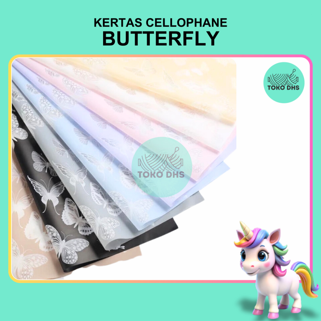 

(20 LEMBAR) BUTTERFLY KUPU KUPU - Flower Wrapping Cellophane / Kertas Buket Bunga Hand Bouquet