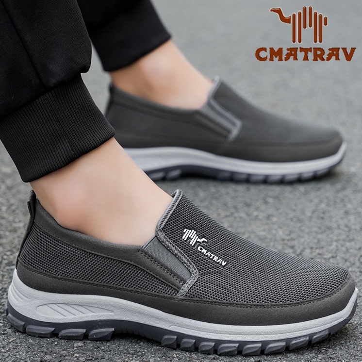 PALING DICARI CMATRAV Sepatu Slip on Pria Sepatu Olahraga Outdoor Pria Flat Slip-On