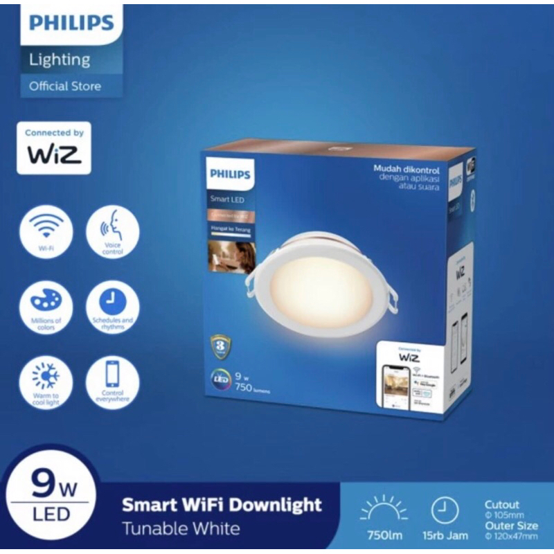 Philips Lampu Downlight Smart wifi led 9 Watt Tunable Bluetooth