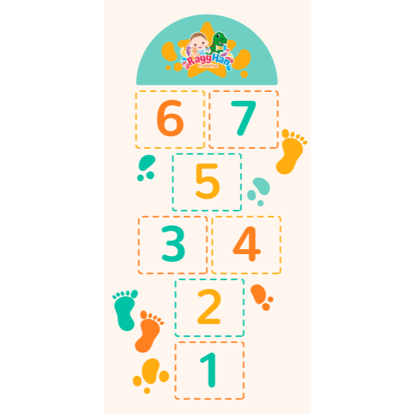 Banner Permainan Engklek / Hopscotch – Mainan Edukasi Anak Outdoor Indoor | Banner Lantai Anti Air C