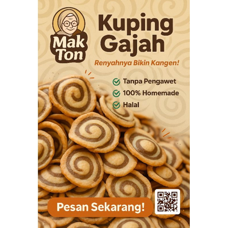 

Kuping Gajah Mak Ton, Renyahnya Bikin Kangen Tersedia kemasan 250 gram atau lebih. diproses home made langsung dari tangan pertama.