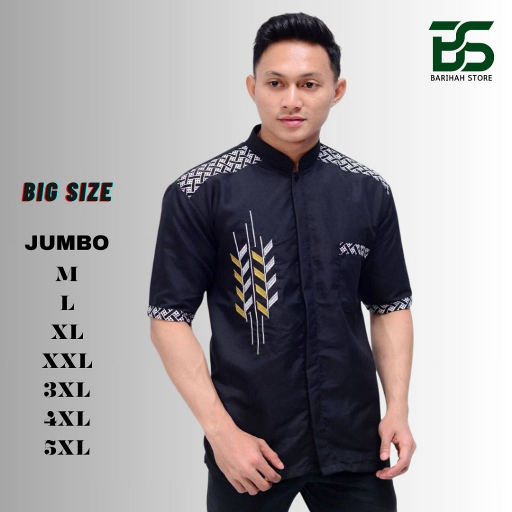 Baju Hem kemeja koko padi lengan pendek pria jumbo