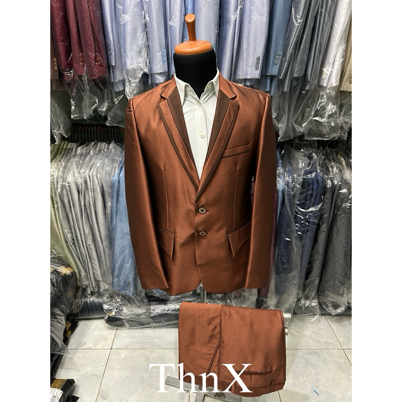 1 stel jas wedding jas nikah jas pengantin jas tailor slim fit model korean semi woll MERAH BATA ( B