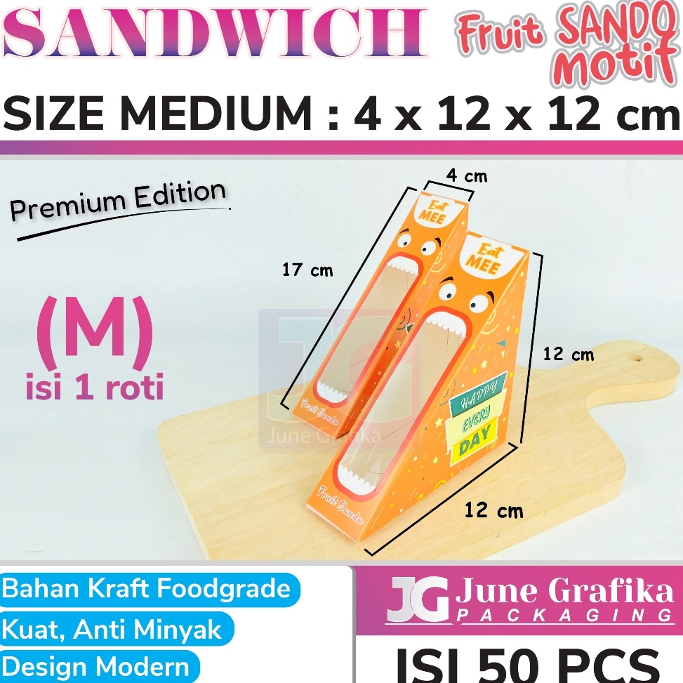 55SALE Isi 5pcs Kemasan  Box Sandwich  Packaging Kraft Sandwich  Kotak roti Kraft  Mika Segita Sandw