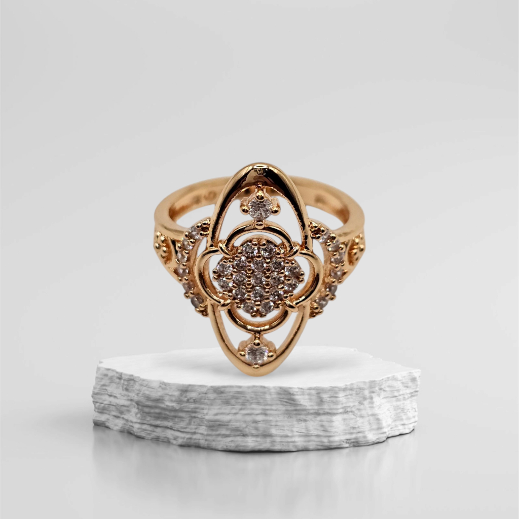 NEWWW Cincin Arab Wanita Full Mata Putih Cantik Lapis Emas