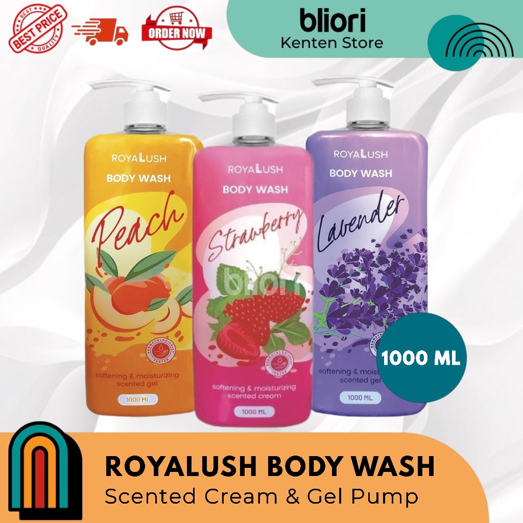 Royalush Body wash watson   1000ml varian strawberry  peach lavender