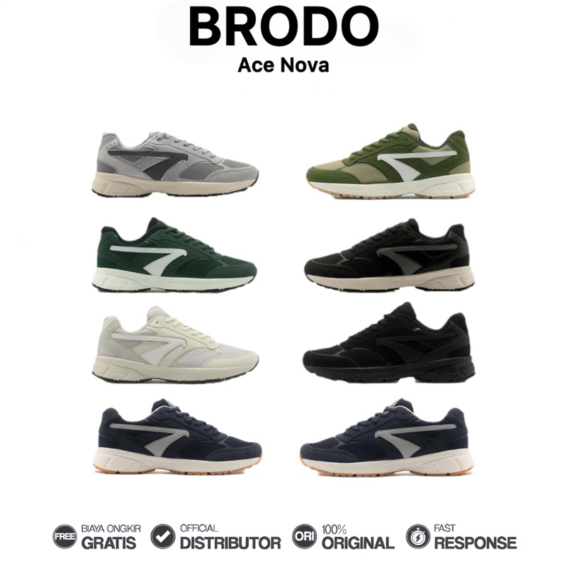 Brodo - Sepatu Ace Nova Sneakers Casual Unisex Wanita Pria Original 100%
