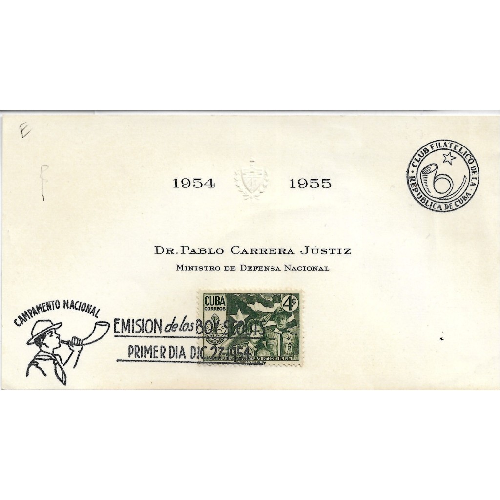 

Real Picture Postcard - Postcard / Kartu Pos Kuno Langka - Cuba Emision delos BoyScout Primerdia DIC 27.1954