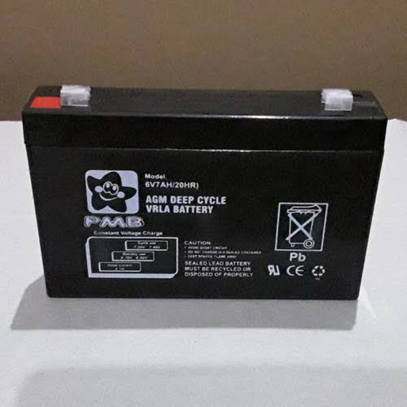 BATERAI Mobil Aki PMB Original 6V7AH/20HR Battery Aki Casan