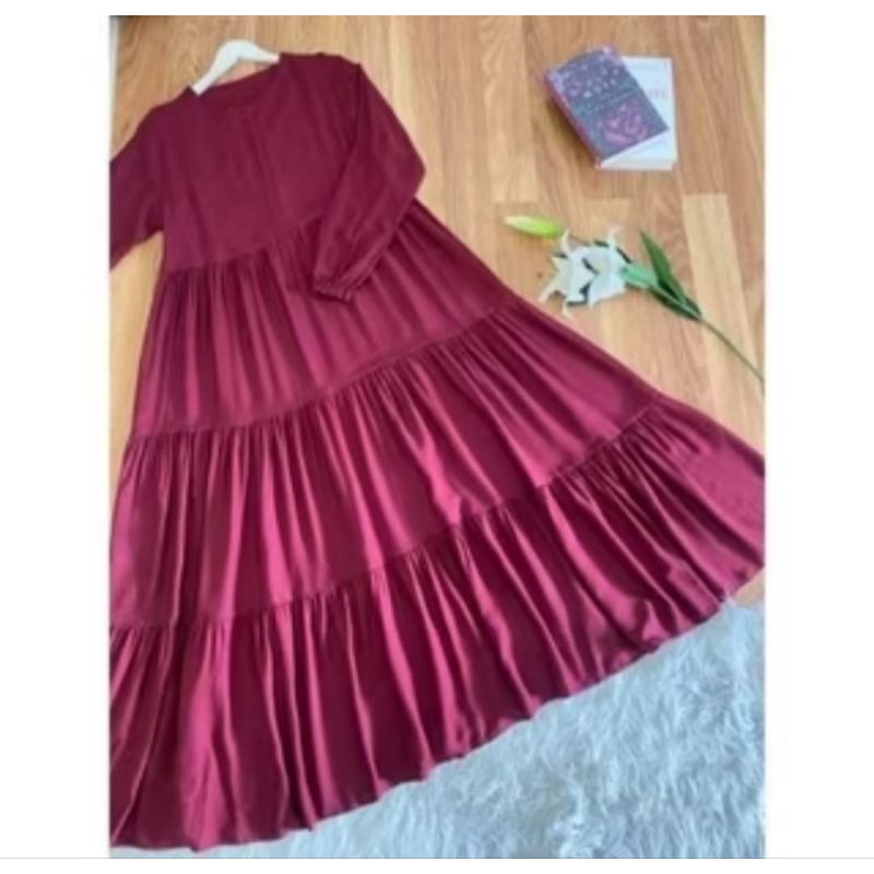 TWO M - Gamis Hanum Dress Susun Terbaru 2025 | Gamis Busui Polos | Kania Dress Bahan Rayon Santung P