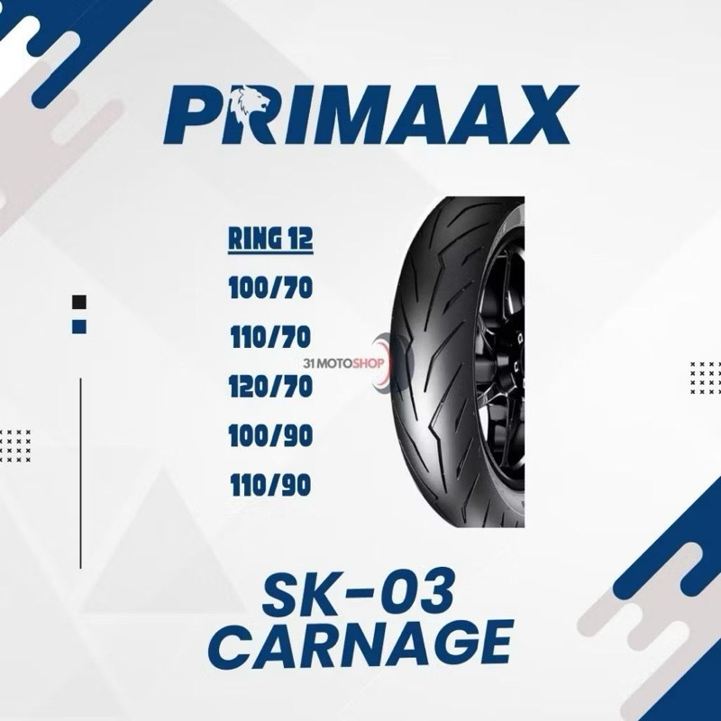 FREE PENTIL Ban Motor Tubeless Primaax Primax SK 03 Carnage Model Pirelli Diablo Rosso 100/90-Ring 1