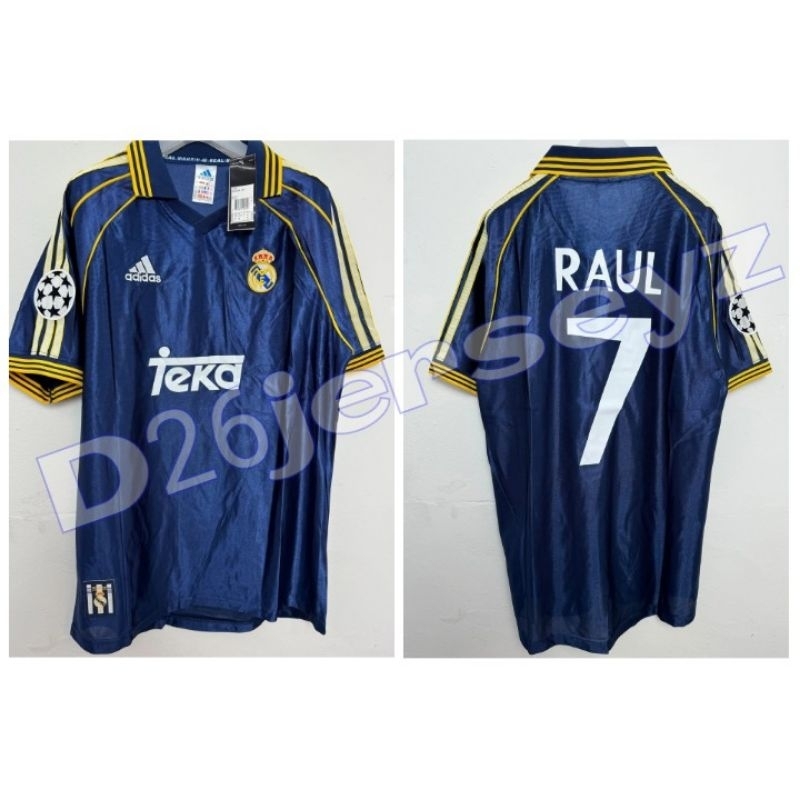 Jersey RETRO Reall_ MadDridD_ 3rd Third 1998 / 1999 + Cetak Nama Nameset RAUL 7 / R. CARLOS 3 / Cust