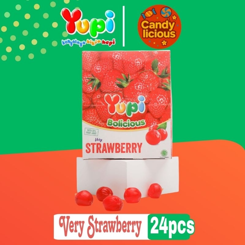

Permen Yupi Bolicious Very Strawberry Display Box isi 24pcs