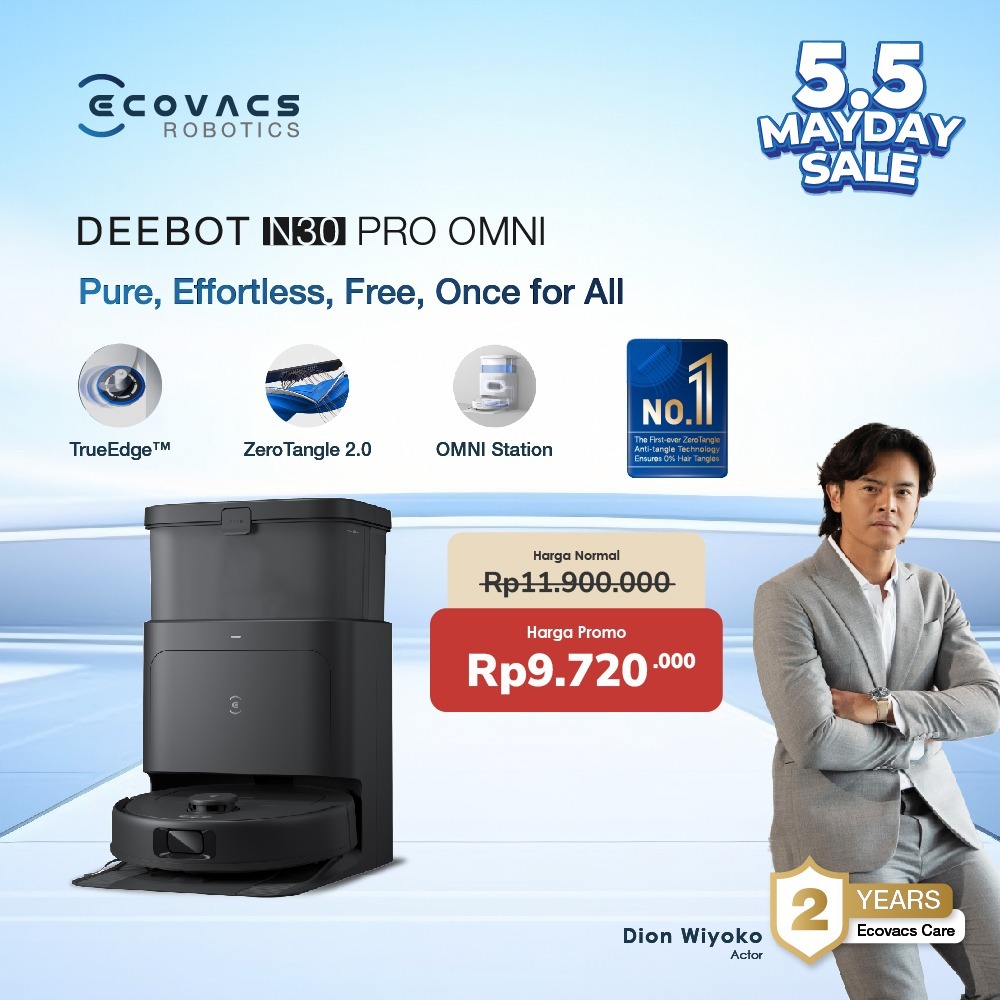 Ecovacs DEEBOT N30 PRO OMNI Robot Vacuum Cleaner dan Mop - Penyedot Debu & Pel Otomatis