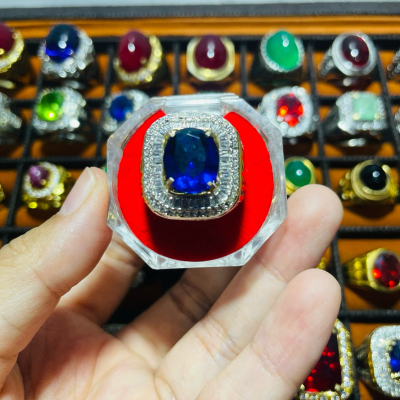 NEW PRODUCT CINCIN KING BLUE SAFIR ROYAL BLUE RING FULL ZIRCON MEWAH