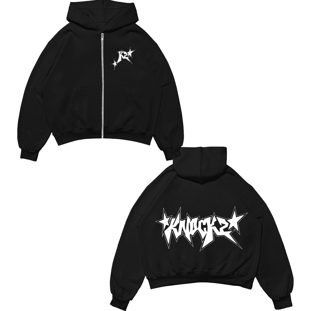 Hoodie Zipper Boxy Anak KNOCK2 Y2K Unisex Laki Laki Perempuan