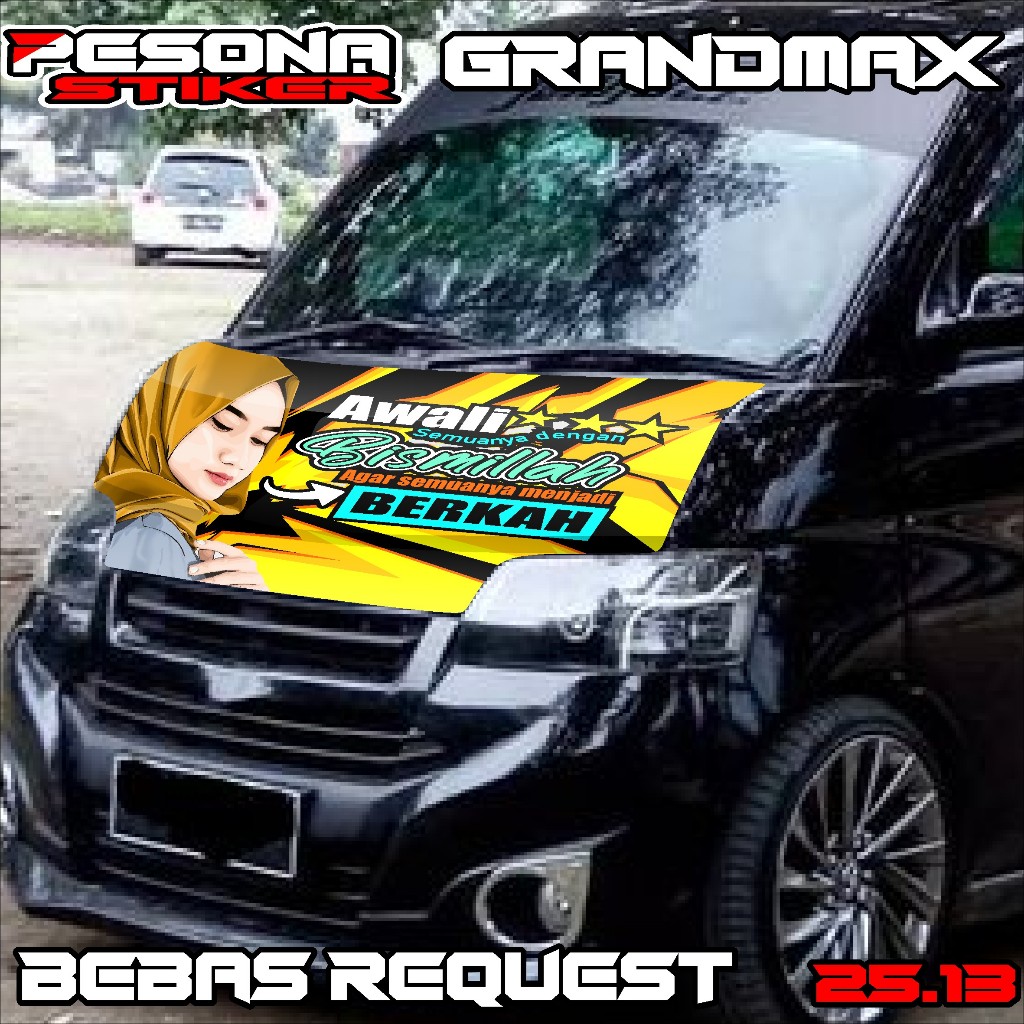 stiker decal kabin depan grandmax stiker dekal kap mesin grandmax bebas custom kd25.013