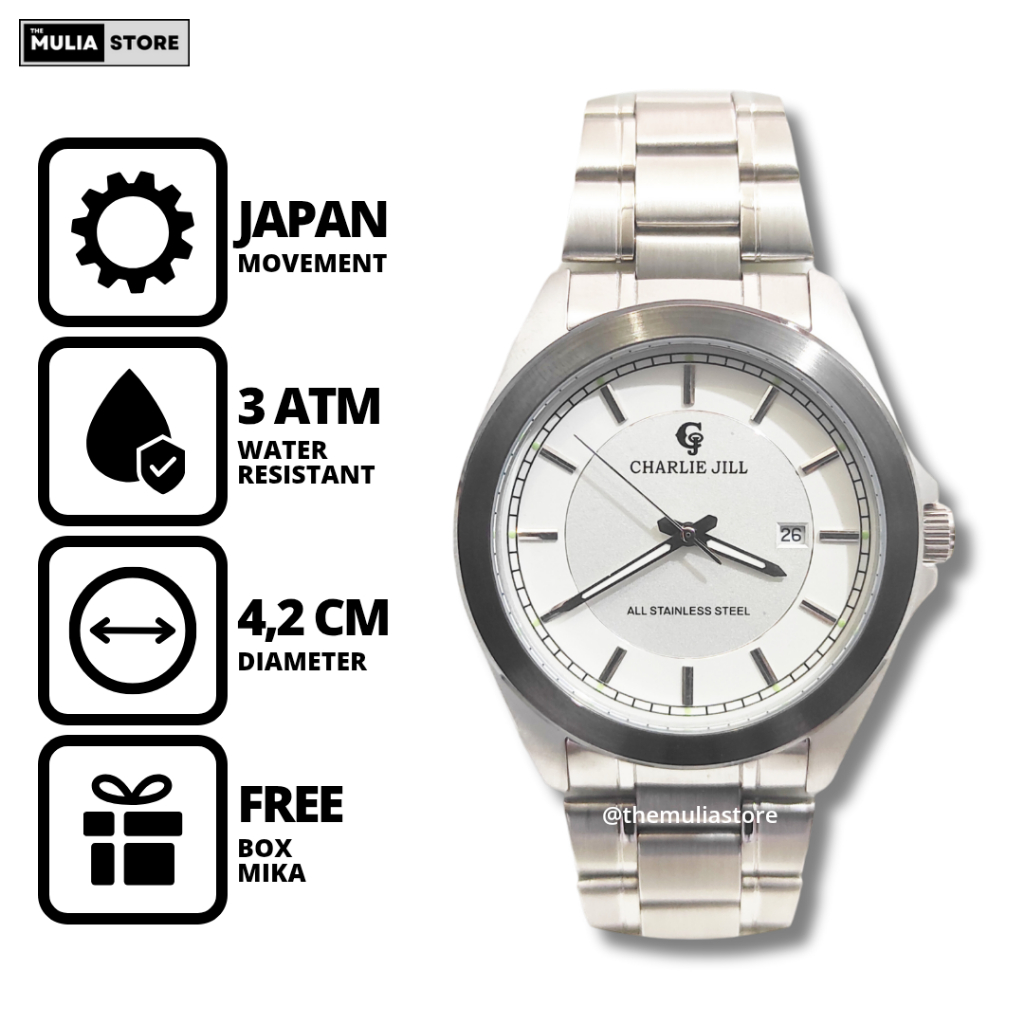 CHARLIE JILLJam Tangan Pria Charlie Jill 1353 M Tanggal Analog