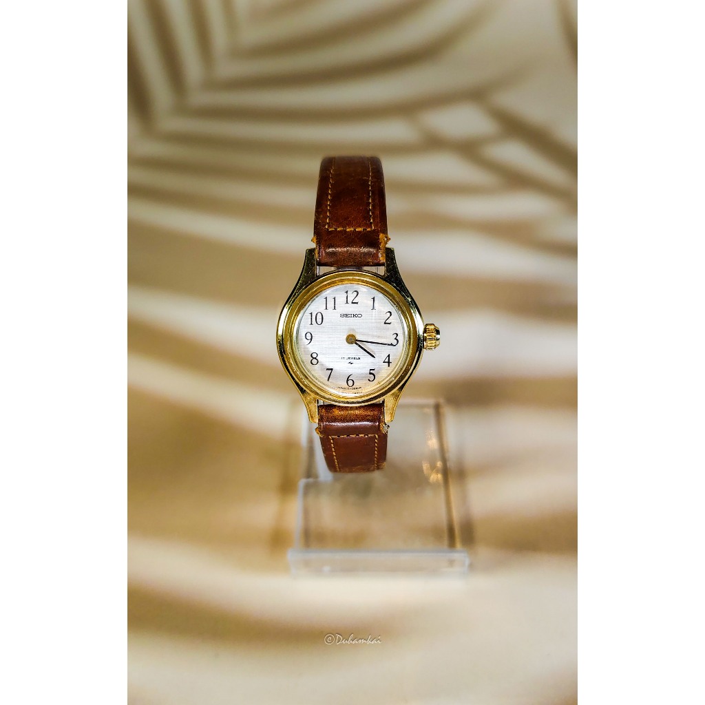 Seiko Ladies Vintage Manual Wind Gold Plating Jam Wanita Women linen Dial No Exceline Lucent Dolce S