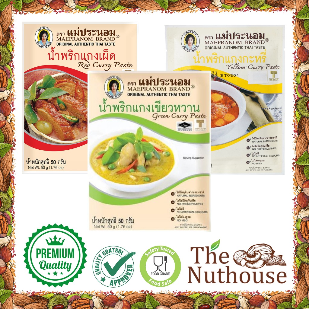 

MaePranom Curry Paste Sachet Green / Yellow / Red Curry 50gr