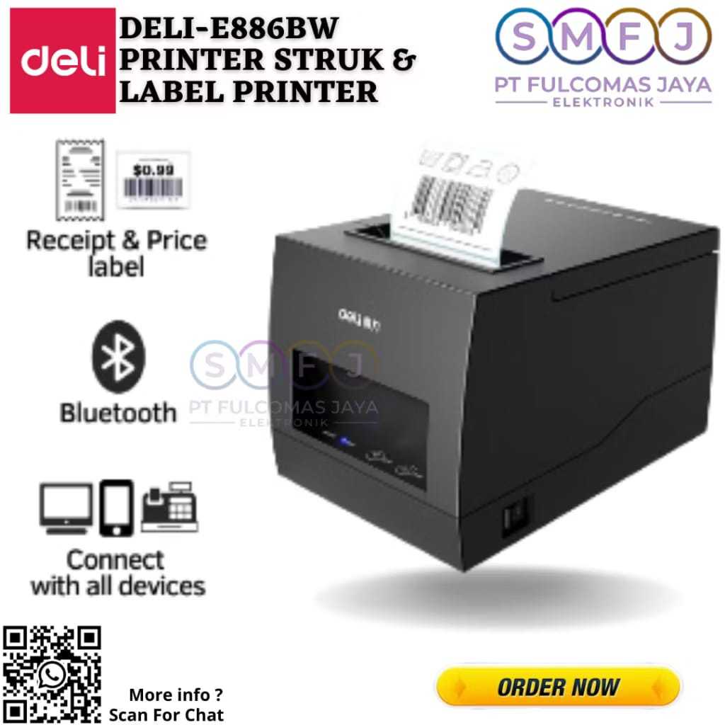 

Deli E886BW Mesin Printer Thermal Label Barcode Printer GARANSI RESMI
