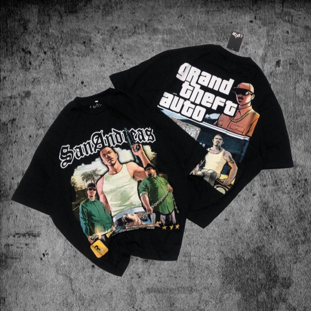 Baju Kaos Oversize GTA San Andreas - T Shirt GTA Oversized Black 20s