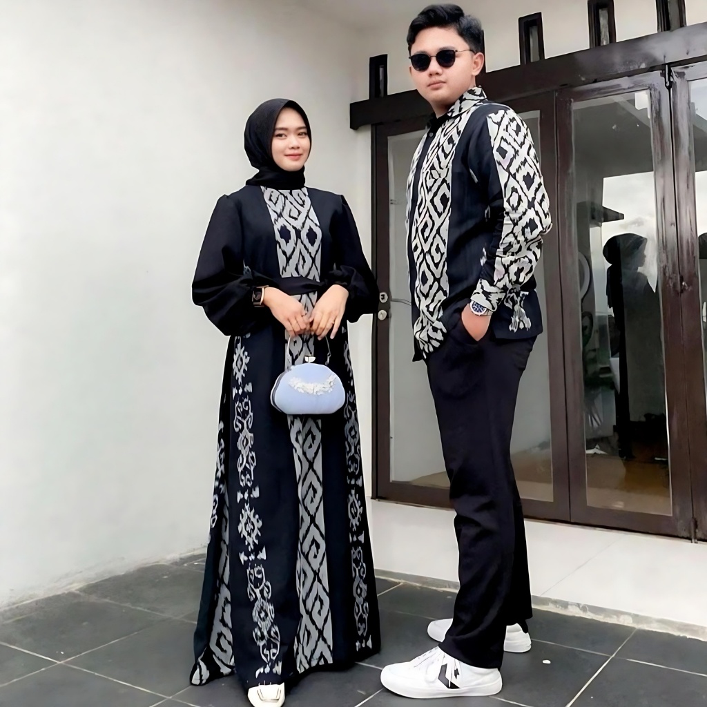 BAJU COUPLE PASANGAN BAJU TENUN COUPLE TORAJA HITAM SET WANITA TERBARU SET COUPLE TENUN BAJU COUPLE 