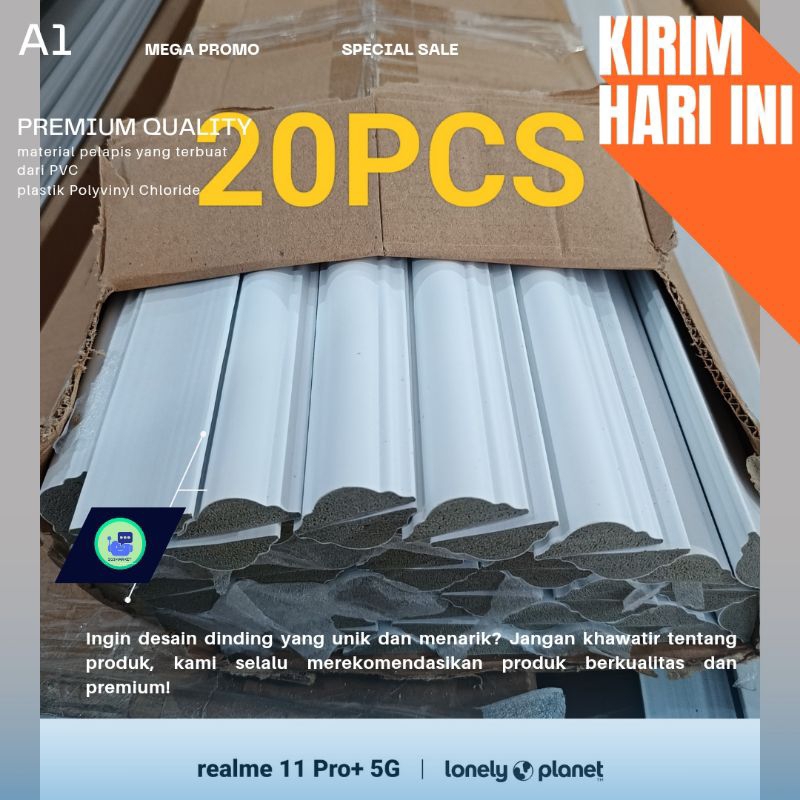20 Pcs - Molding dinding pvc Lebar 4cm x 3meter harga grosir/list molding pvc premium/molding dindin