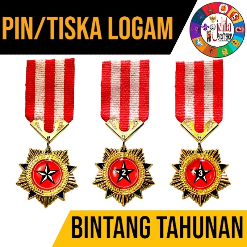 Pin/tiska logam pramuka Bintang tahunan, bisa custom logo