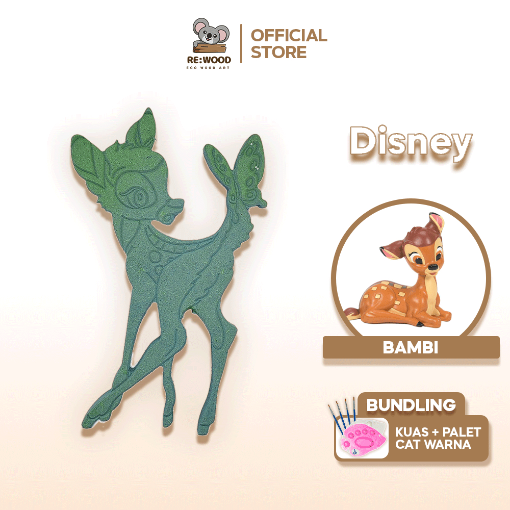 

Wood Painting Bambi Butterfly | Size S M L | DIY Melukis Karakter Kanvas Kayu Seri Disney Kupu-kupu