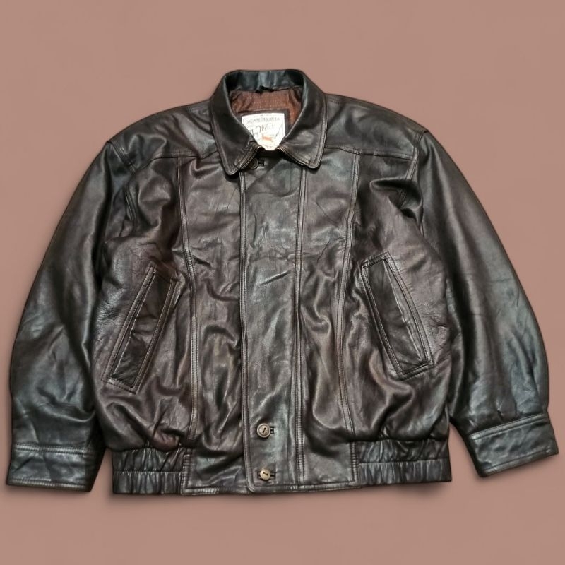 Classic Vintage Pilot Flight Leather Jacket - Jaket Kulit Klasik Casual Pria Unisex Branded Preloved