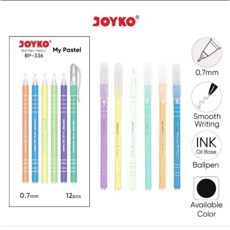 

Termurah Ball pen Pulpen Pena Joyko BP-336 My Pastel 0.7 mm 1 Box 12 pcs