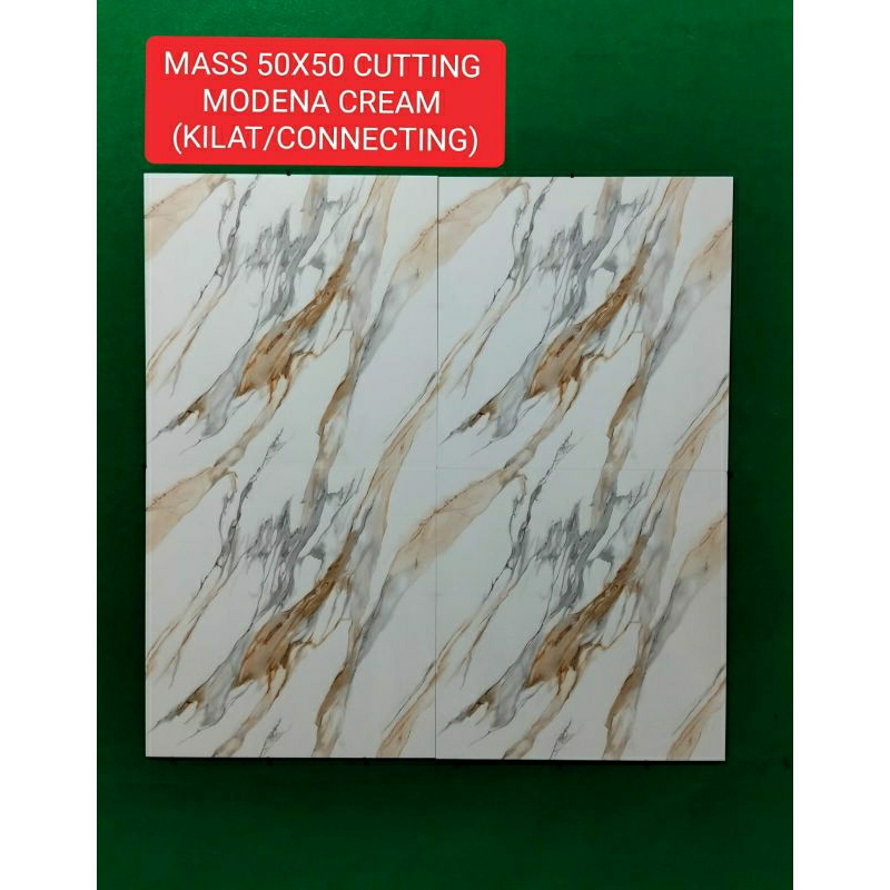 50x50 KERAMIK KW 1 MASS MODENA CREAM CUTTING SEMI GRANIT RECTIFIED CONNECTING TERBARU LANTAI KILAT G