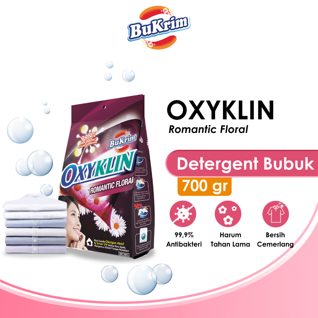 Sabun Detergent Bubuk BuKrim Oxyklin Romantic 700gr (Tanpa Piring)