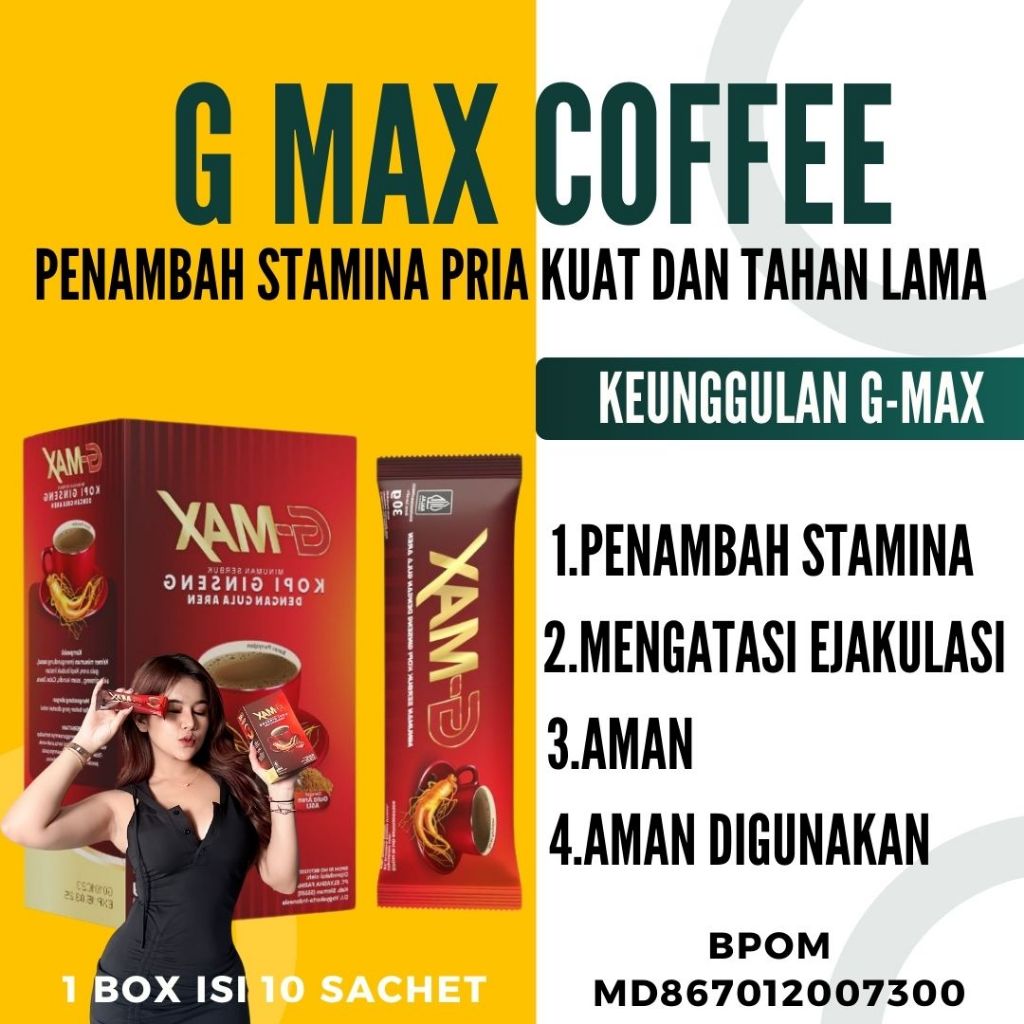 

G-MAX minuman kopi penambah stamina pria original BPOM dengan extra gingseng dan gula aren asli