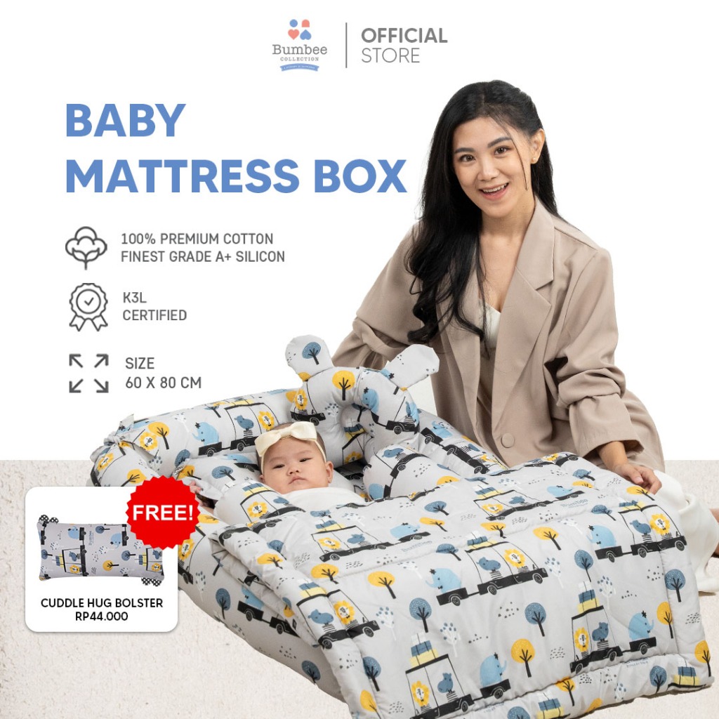 Bumbee Collection - Kasur Kotak Bayi + Kelambu Baby Mattress Box FREE Cuddle Hug Baby