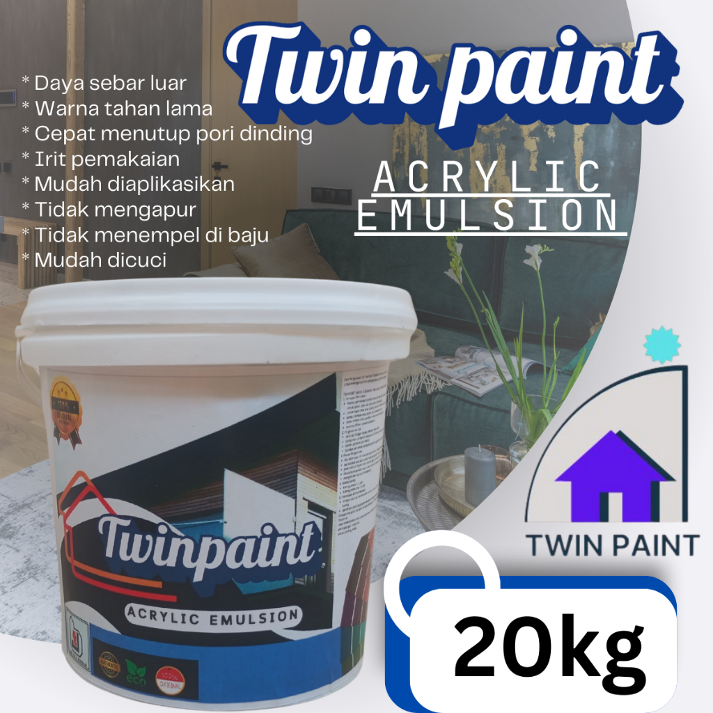 cat tembok 20kg twinpaint luar dan dalam rumah berkualitas terjangkau