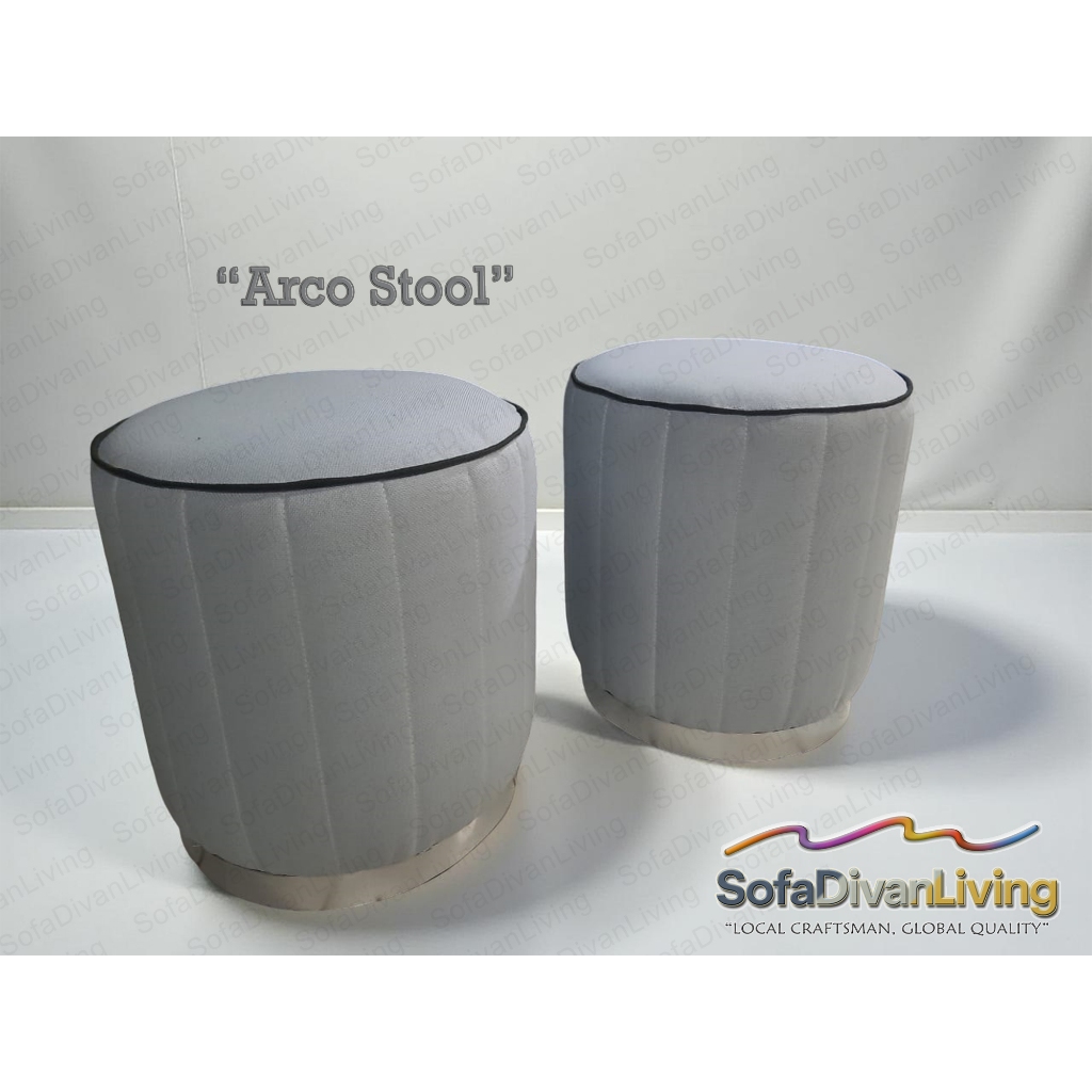 Stool Bulat Minimalis Modern | Kursi Duduk Sofa Kecil | Arco Stool Ottoman Puffy Elegan